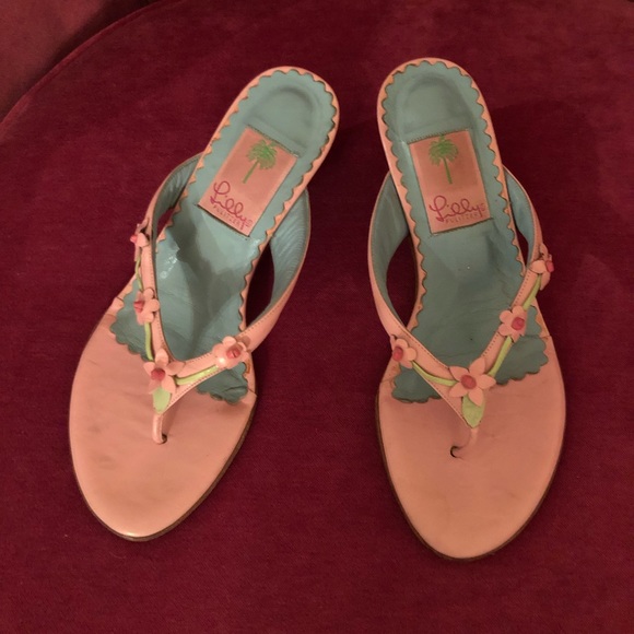 Lilly Pulitzer-Vintage Sandals Flowers Pink Size 6 1/2 - Picture 3 of 8
